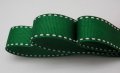 Grosgrain With Stitch Ribbon - 3/4 Green
